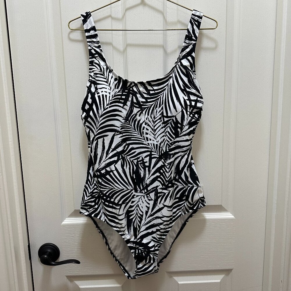 Ocean Pacific OP Women's One Piece Bathing Suit Size L Tropical Swimwear Upf 50+